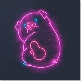 Neon pig Posters and Art